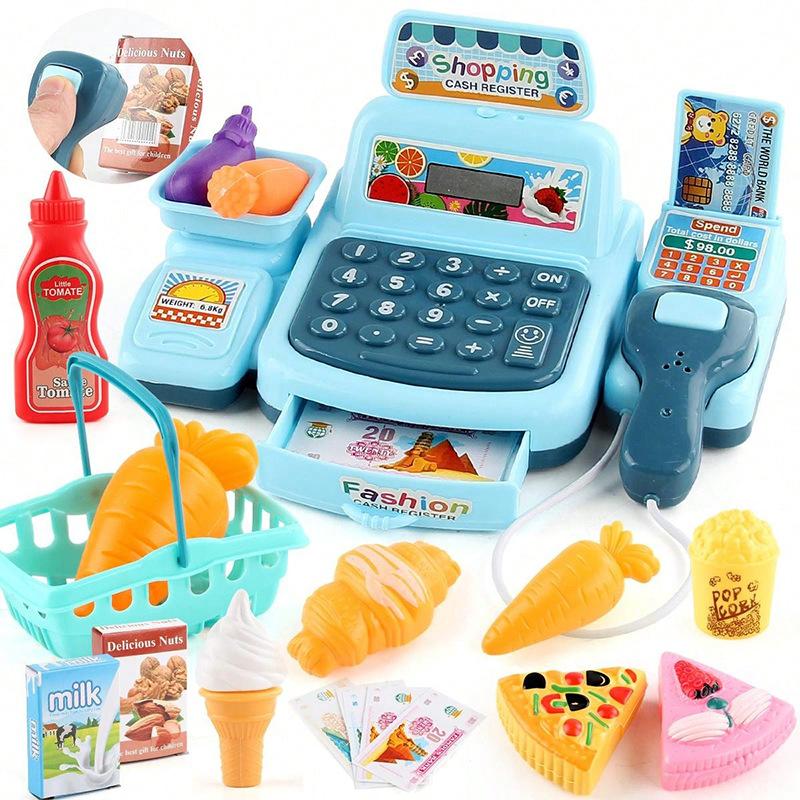 Simulation Shopping Cash House Toys Electronic Game Lighting And Sound Effects Supermarket Cashier Toys For children Gifi