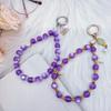 Retro High Luxury Cat Eye Purple Mobile Phone Chain Short Phone Hanging Rope Handmade Bead Safety Hanging Decoration