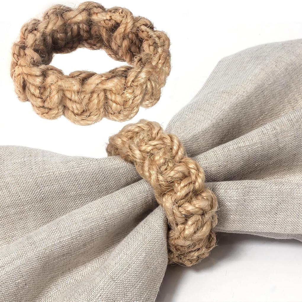 Bohemian Decoration - 6pcs Hemp Rope Napkin Napkin Clasps, to Clean, Suitable Parties, Weddings, and Festivals