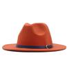 New spot European and American flat-brimmed felt jazz hat, British gentleman's retro woolen fashion felt hat