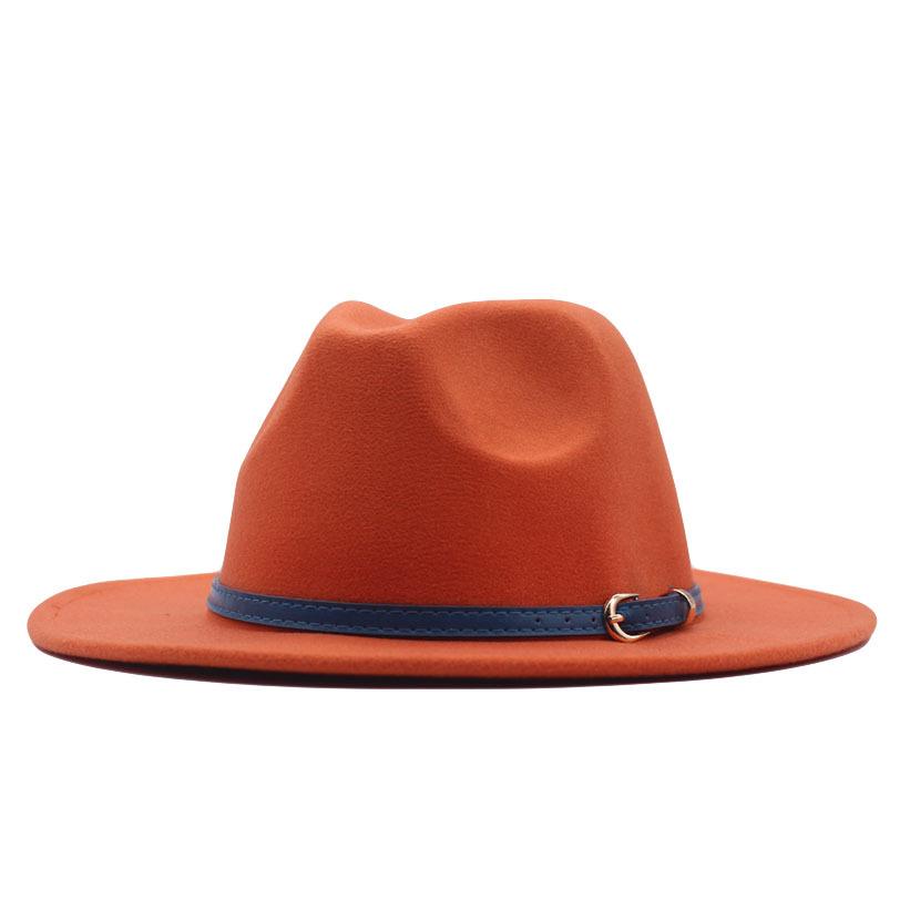 New spot European and American flat-brimmed felt jazz hat, British gentleman's retro woolen fashion felt hat