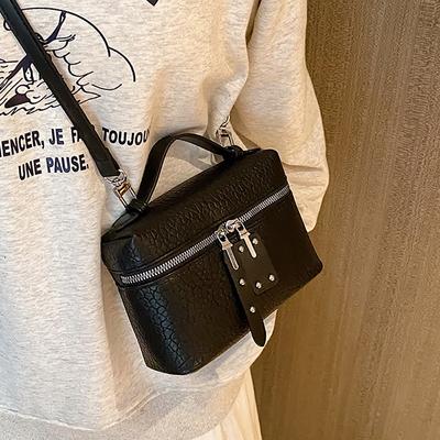 Senior Sense Litchi Leather Mini Square Bag Women's  Summer New Fashion Crossbody Bag Korean Style Portable Popular Handbag