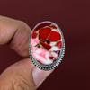 Kingman red mohave copper turquoise ring 925 sterling silver ring handmade jewelry gemstone vintage ring gift for her adjustable ring