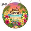 Flamingo Palm Leaf Wall Art Summer Wooden Hanging Sign, Beach Style Decor with Hemp Rope, Tropical Sign Indoor Outdoor Theme Decoration for