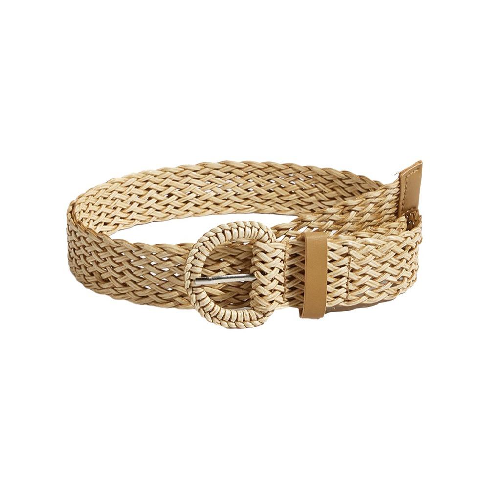 Vintage Stil Geflochtener Taillengürtel Runde Ringschnalle Damen Taillengürtel Rockzubehör