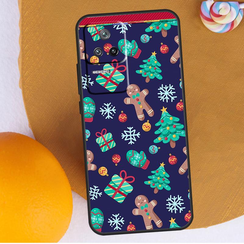 Cute Gingerbread Man Christmas Case For POCO F5 X3 X5 Pro M4 F3 F4 X4 GT M5s Cover For Xiaomi 12T 11T Pro 12X 12 13 Lite