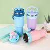 Simple Portable Stainless Steel Thermos Cup Large Capacity Double Vacuum Ice Bullock Cup with Straw Double Drinking Cup