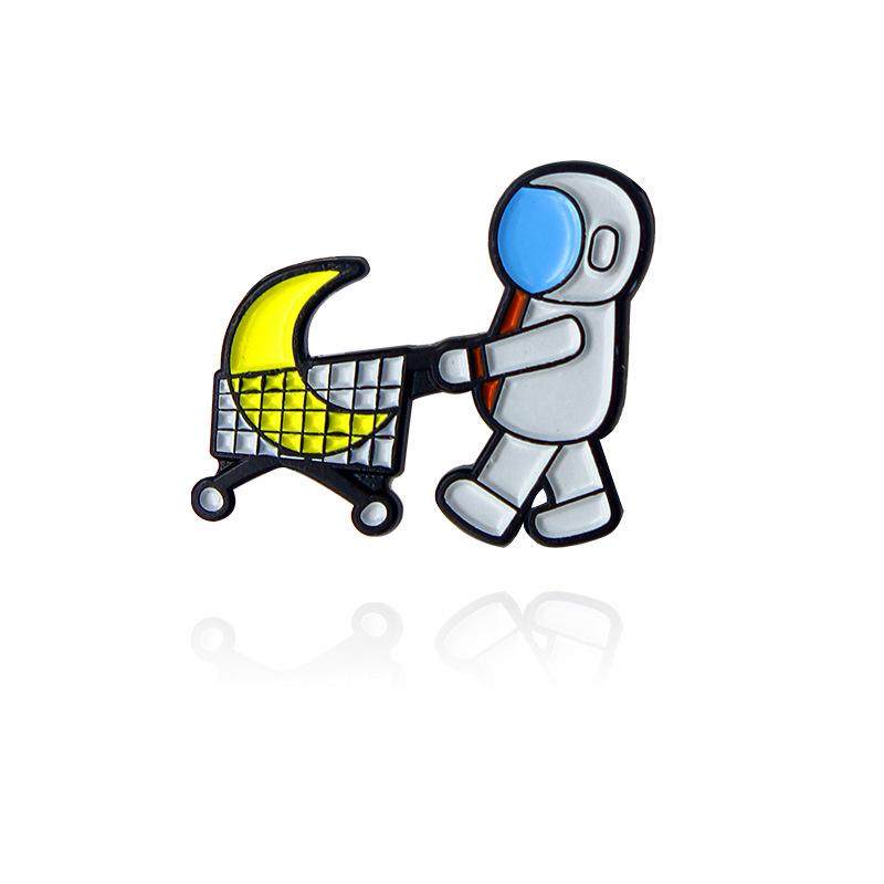 Happy Astronaut Brooch: Moon, Lollipop, Alien Plants & Spaceship Design