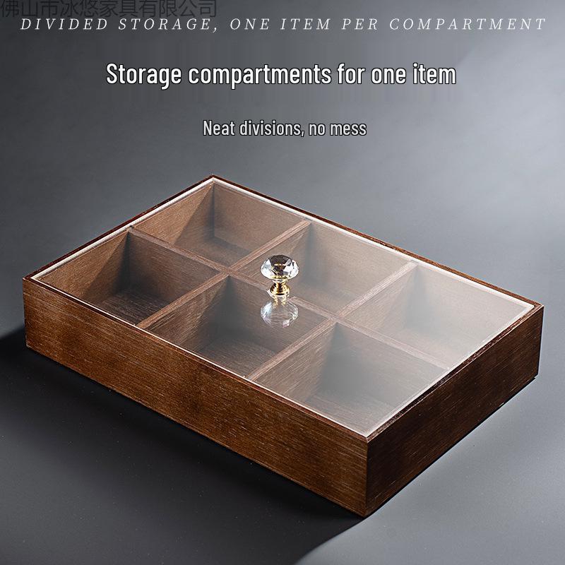 Elegant Wooden Fruit and Snack Storage Box with Lid and Dividers