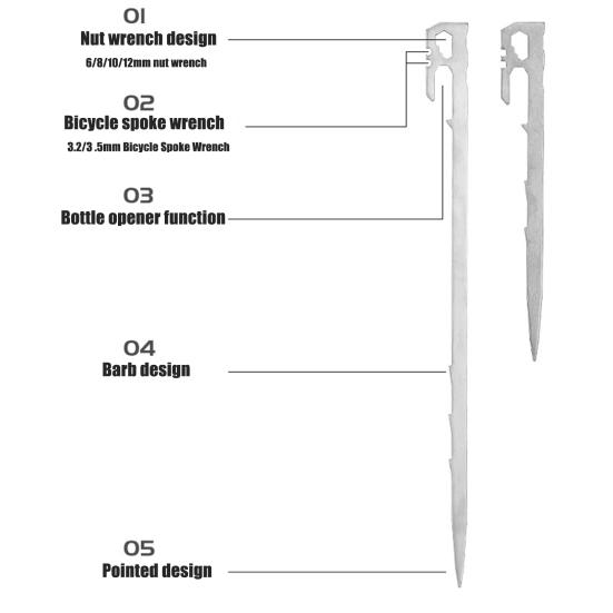 6Pcs 20/35CM Camping Tent Stake Heavy Duty Stainless Steel Multi-functional Outdoor Garden