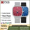 Oufanni Moon Phase Square Watch: Women's Calendar, Week, Waterproof, Bamboo Strap, Men's Quartz
