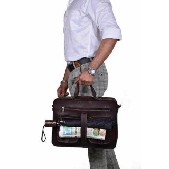 Echtes Leder Messenger Schulter Umhängetasche Laptop Aktentasche Lässige Handtasche.