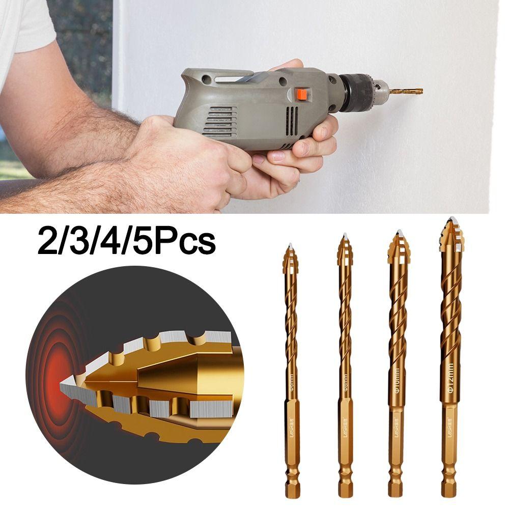 2/3/4/5Pcs Four-Edged Eccentric Drill Bit Skewed Head Concrete Drill Bit Set  Drilling Tool