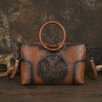 Retro Women's Embossed Leather Handbag, Large Capacity Color Polished Mother's Bag, Single Shoulder Crossbody Bag, Women's Bag
