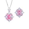 Jewelry Copper Bottom Gold-Plated Retro Wind Simulation Pink Diamond Pendant Ring Set Main Stone 10 * 12
