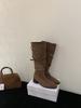 French thick heel suede piled boots women's shoes 2025 new spring and autumn winter belt buckle thin long boots