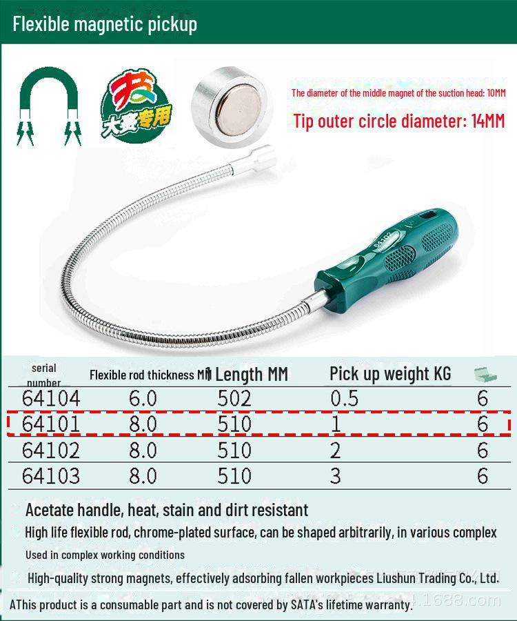 Shida Bendable Tool Picker with Strong Iron Magnetic Suction Rod for Auto Repair