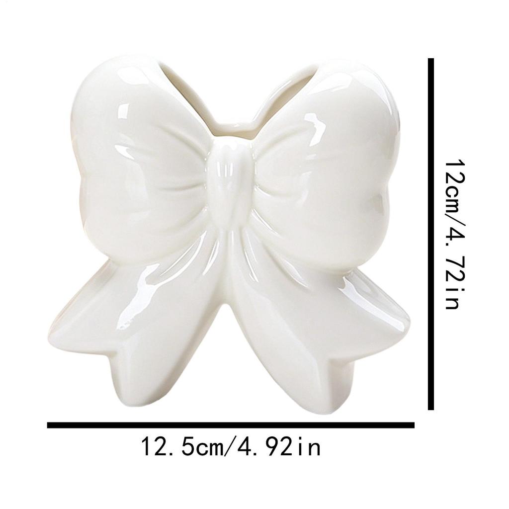Modern Pink Ceramic Bow Vase Bow Knot Accent Handcrafted Ceramic Vase Simple Style Flower Vase Home Interior