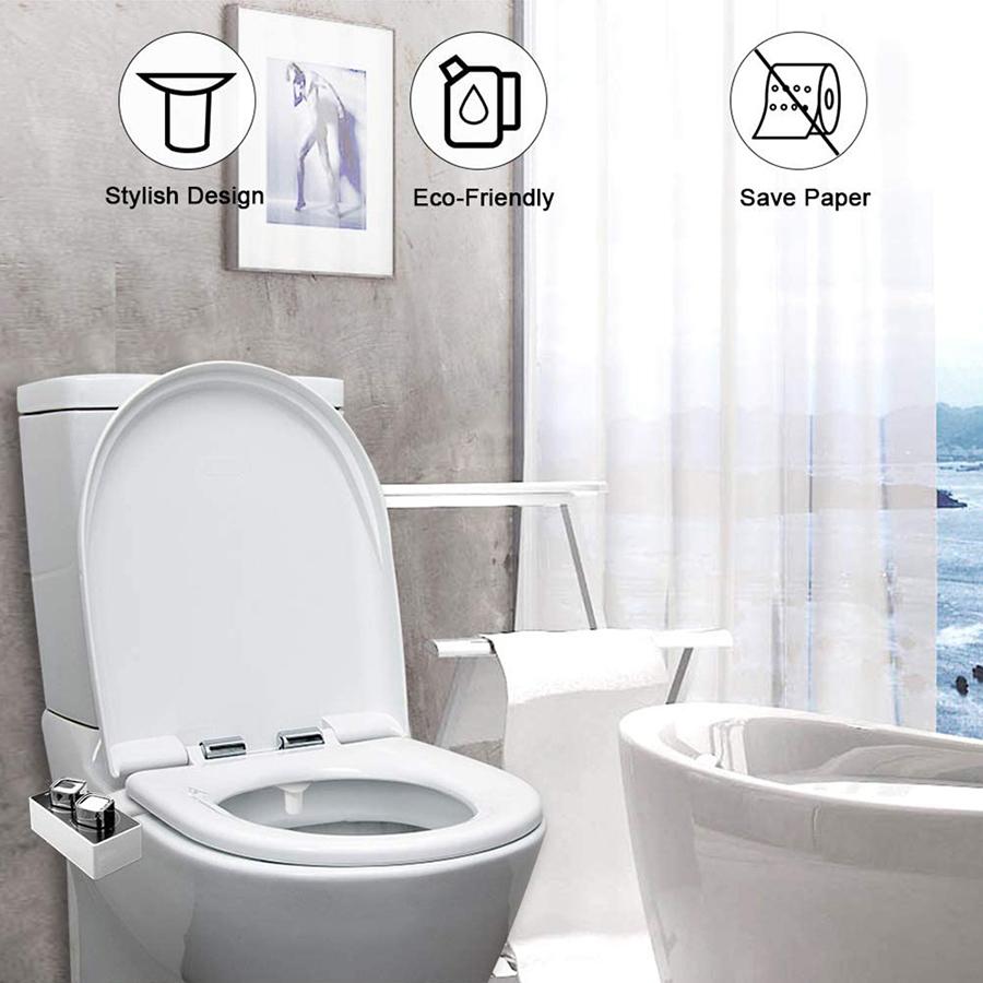 Cold Water Bidet Attachment - Dual Spray Nozzle for Feminine & Posterior Wash, Pressure Adjustment