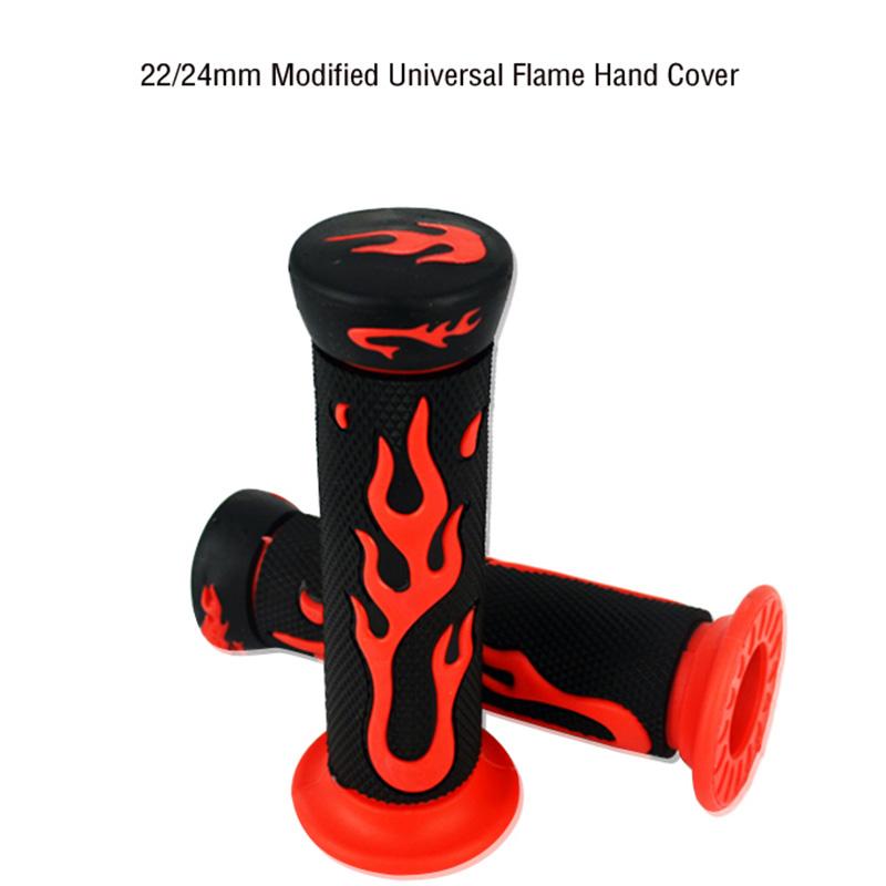 Universal 7/8 22mm Rubber Flame Handle Grips Dirt Bike Parts A Pair Flame Soft TPR Motorcycle Handlebar Hand Grips