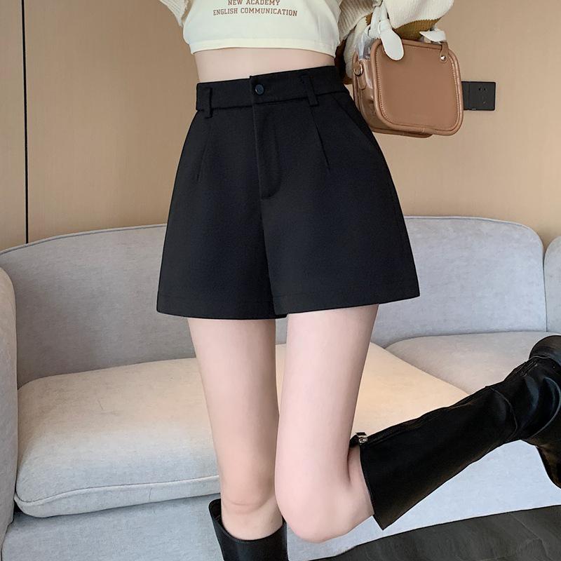 Women's A-line Woolen Bootcut Shorts - High Waist, Thickened, Loose Fit for Autumn/Winter 2024
