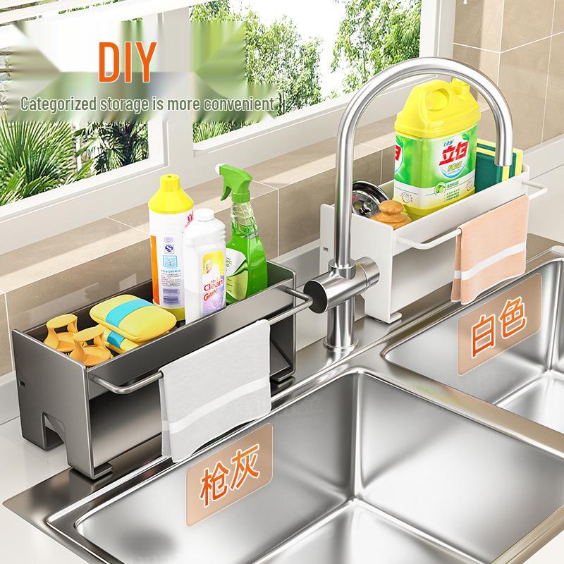Punch-Free Dishcloth, Bowl, and Plate Drainer Rack for Kitchen/Bathroom Storage