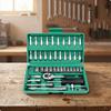 Socket Set with Hard Shell Case 46Piece Chrome Mechanics Tools Kit for Vehicle