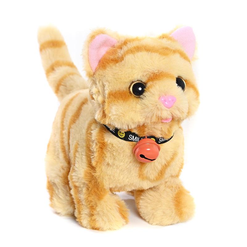 Pluche Elektrisch Kat Speelgoed Voor Kinderen - Interactieve Kitten Simulatie Loopt Knikt Staart Kwispelt Zacht Huisdier Speelgoed
