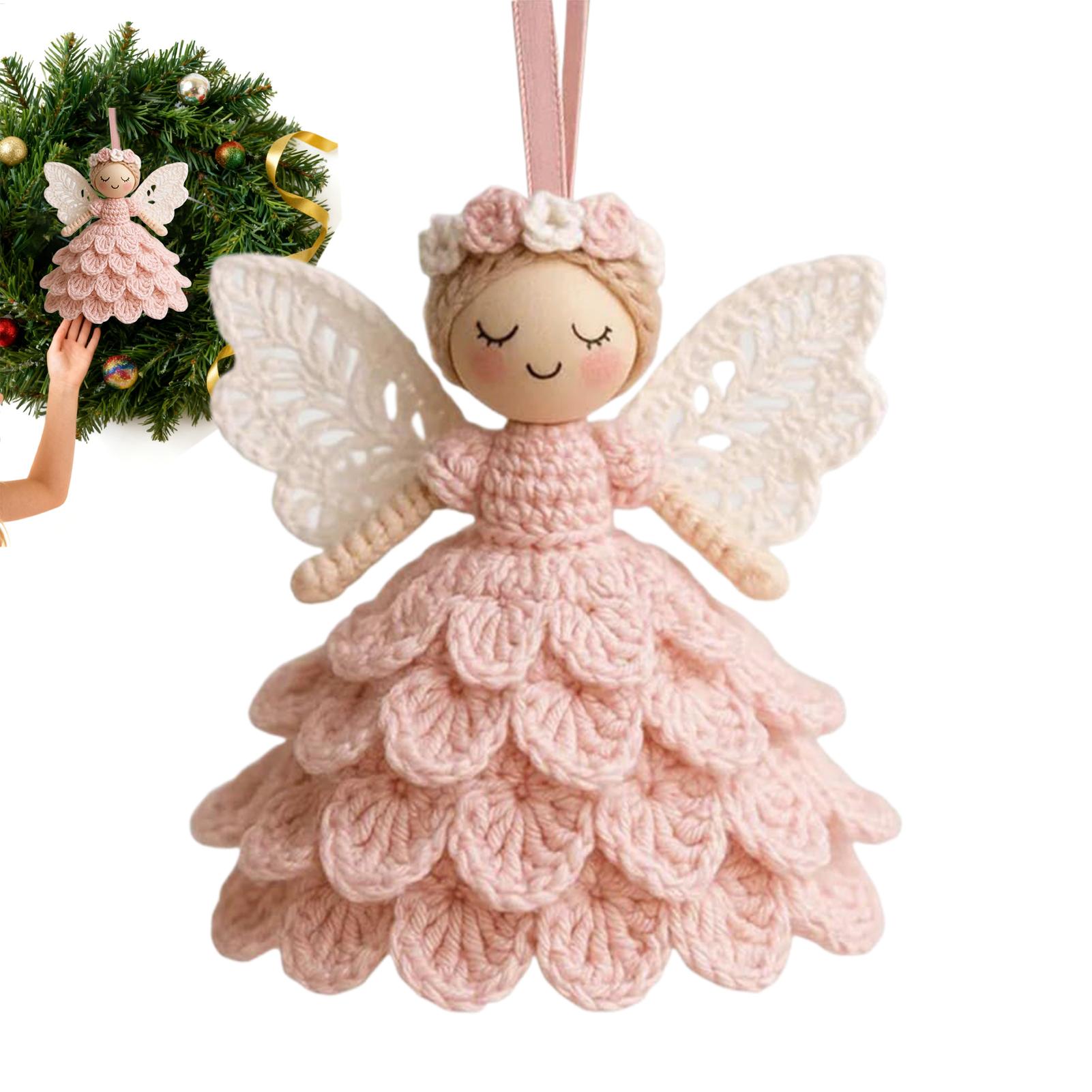 Crocheting Kit for Beginners Angel Ornament Handmade Holiday Decor Yarn Crocheting Set Christmas Beginners Complete Crochet Kit giallo