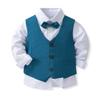 Ensemble de vêtements pour bébés garçons, chemise, gilet et pantalon en coton, costume de smoking pour homme, vêtements de fête de mariage et de baptême