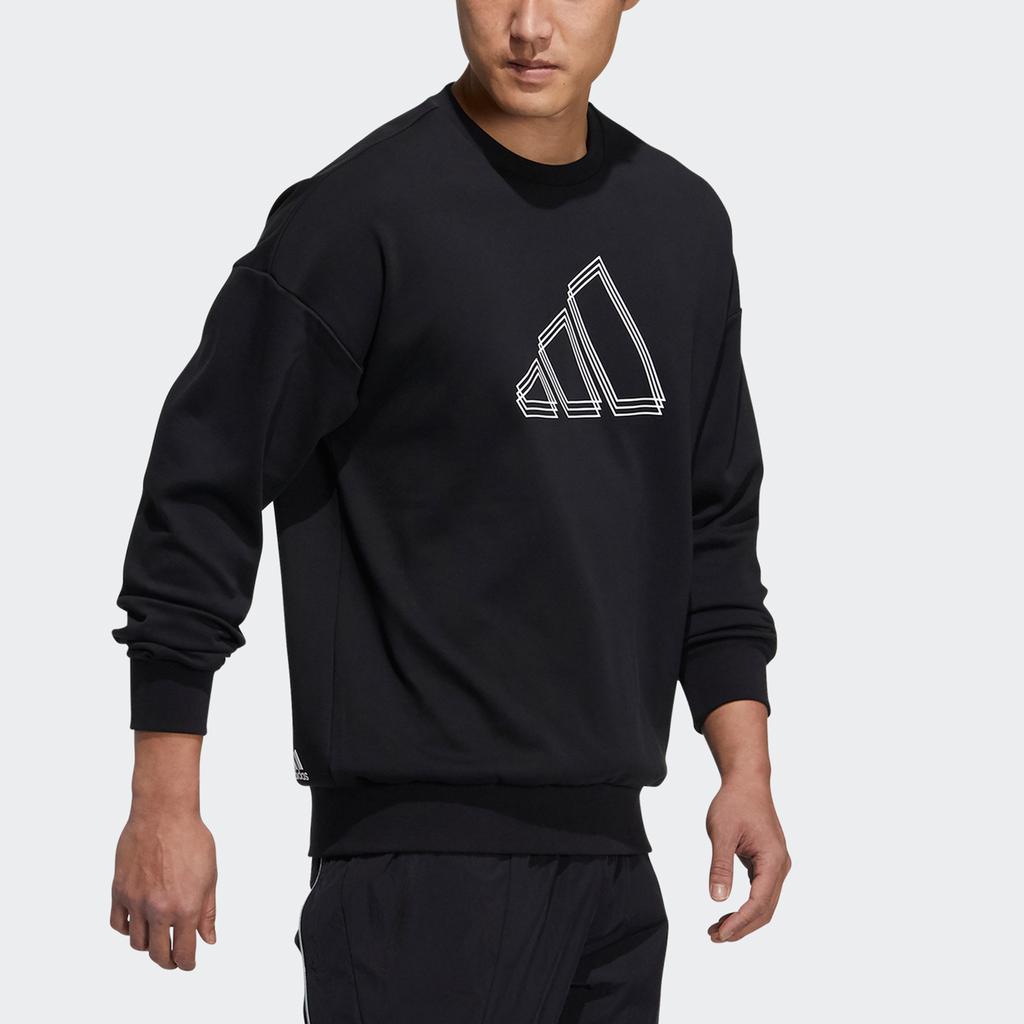 Adidas St Logo Sweatshirt With Overlapping Logo Print Men Tops Black H39359