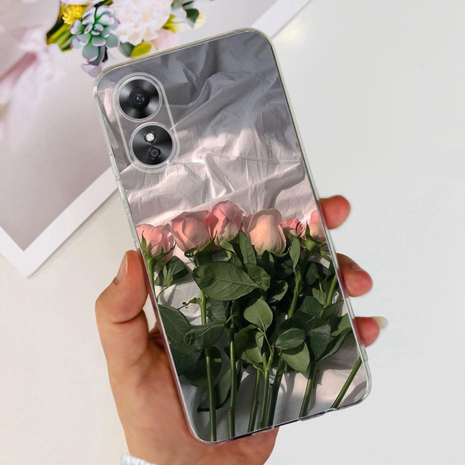 Schöne Hülle mit Aufdruck für OPPO A17 (CPH2477) Weiche Silikon-TPU-Rückabdeckung für Oppo A17 A 17 4G Handyhüllen
