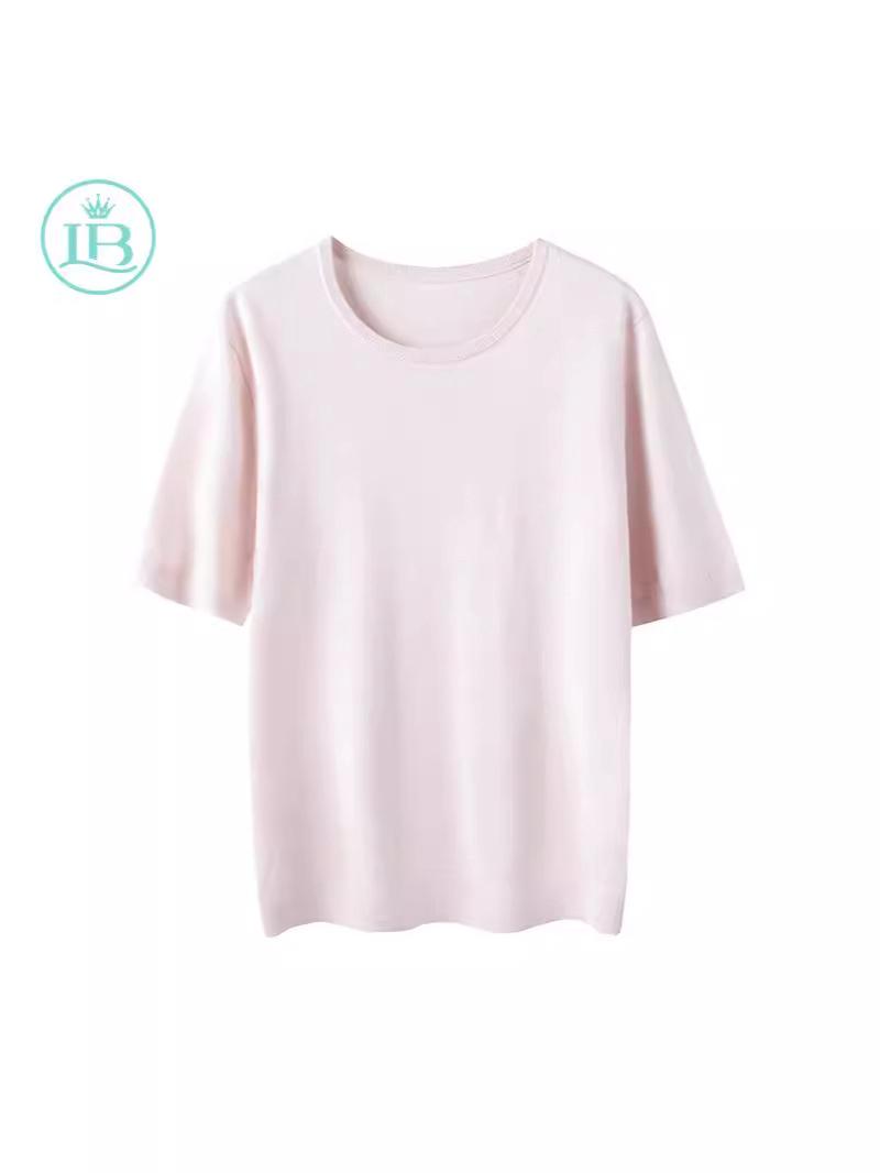 

Multicolor Textured Mulberry Silk Cashmere Women’s Short Sleeve Knitwear XL