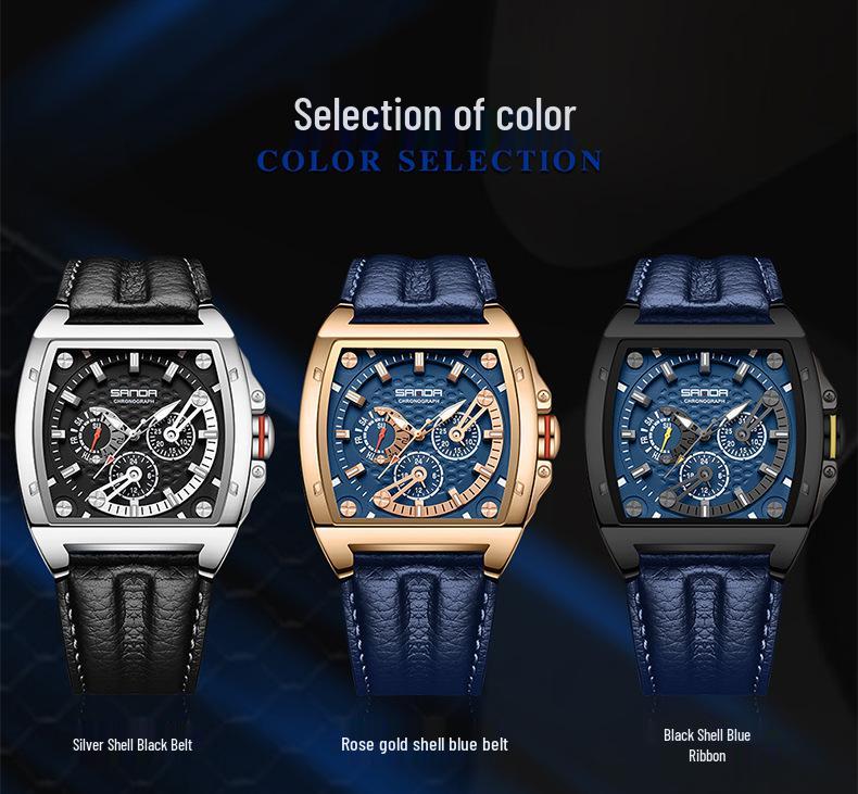 Sanda Men's Waterproof Quartz Watch with Leather Strap - Stylish and Durable Design