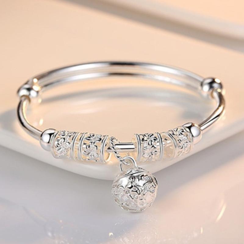 Exquisite Women's Silver Color Adjustable Bracelets with Hollow Bells Ball Fashion Party Female Jewelry Daily Collocation