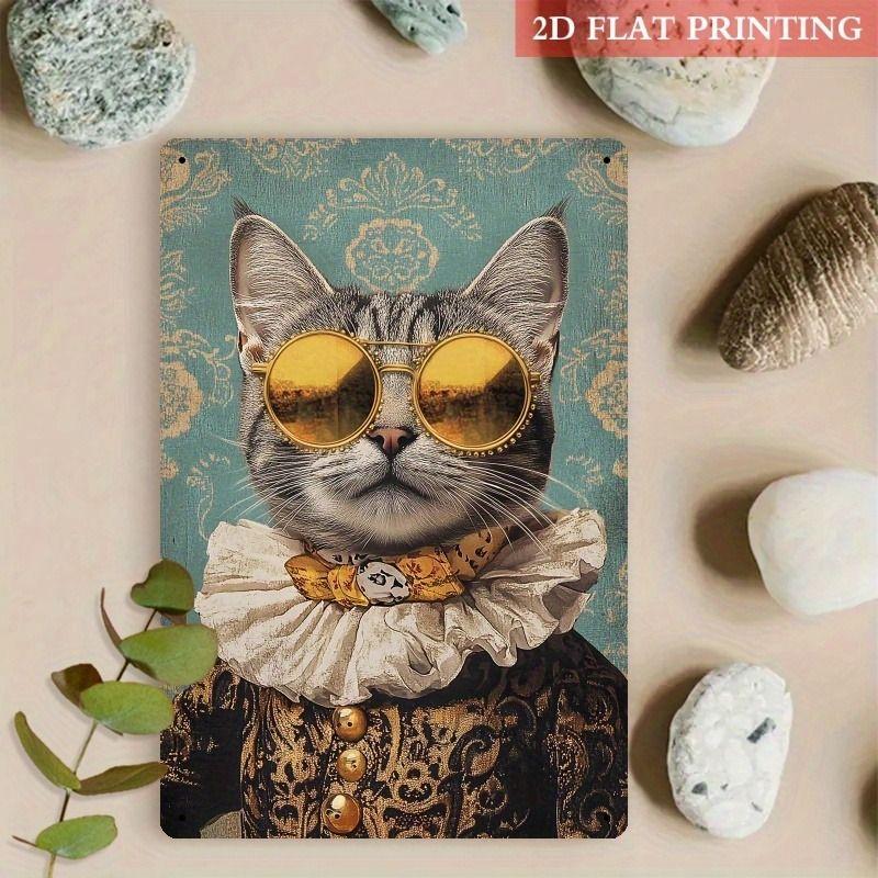 Vintage Style Metal Tin Sign Cute Cats Dogs for Cafe Interior