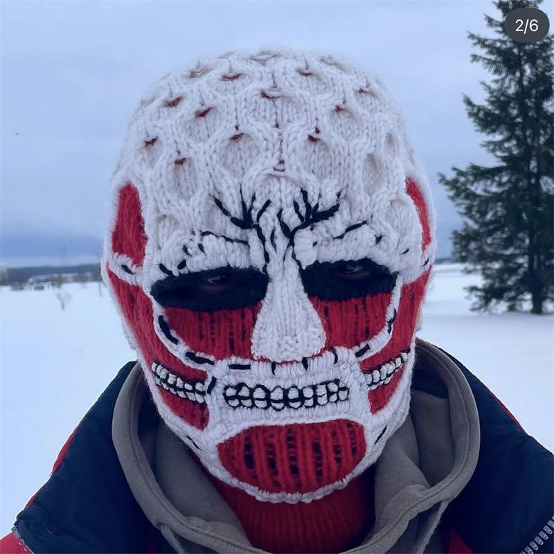 

Новая вязаная крючком забавная балаклава с рожками и ушками кролика Adult 57-59cm