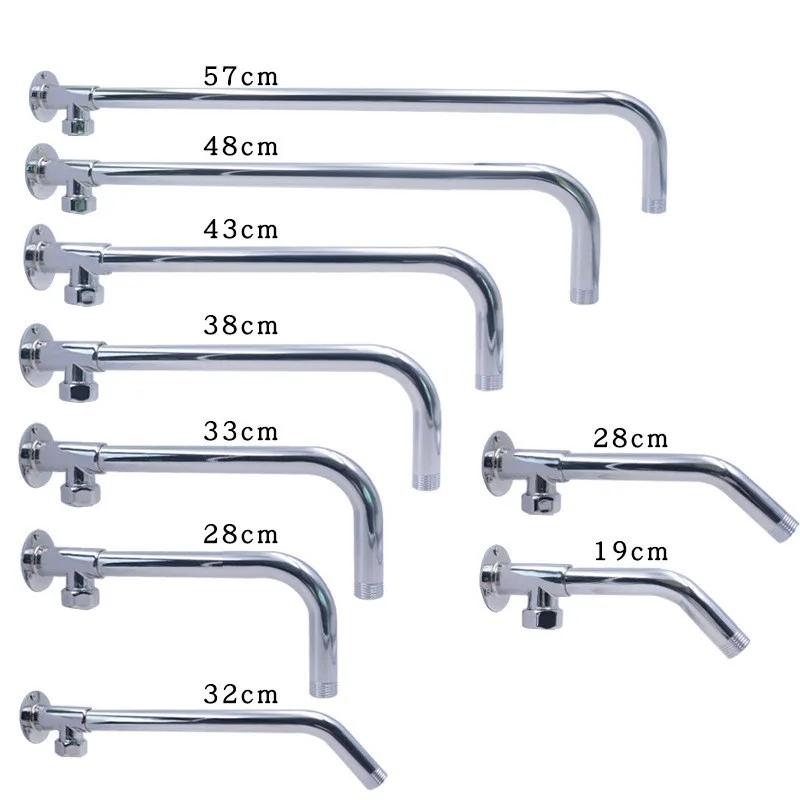 19-52cm Shower Head Extension Arm Wall Mounted Stainless Steel Rainfall Extend Pipe Tube Shower Holder Base Bathroom Accessories