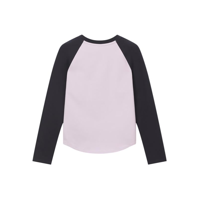 SOUHAIT Girls' Combed Cotton Color-Block Long-Sleeved Round-Neck Top