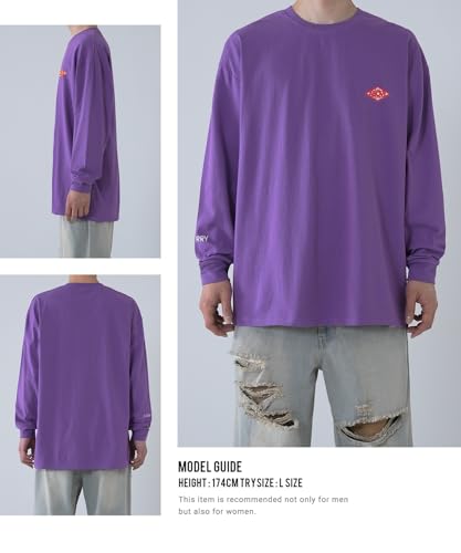 Improbes Casual [GERRY] Custom Diamond Patch Long Sleeve T-Shirt, Men's, Purple