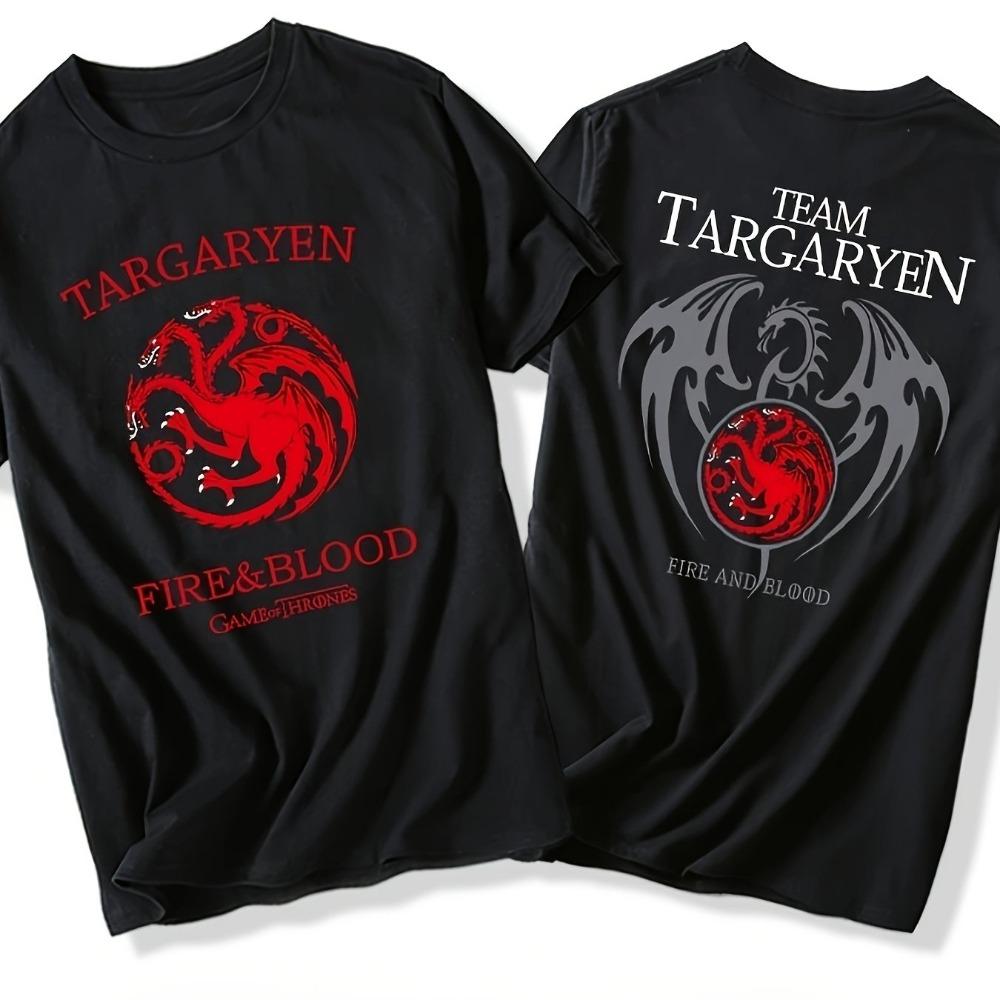 

Classic Cool Men s Team Targaryen Pattern T Shirt Casual Short Sleeve Cotton Round Neck All Season Wear Design Casual Top S чёрный
