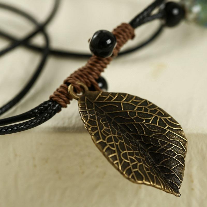 Keramik Schmuck Ethno-Stil Pullover Kette Lange Halskette Blatt Kürbis Anhänger Halskette Erwachsene Tragen