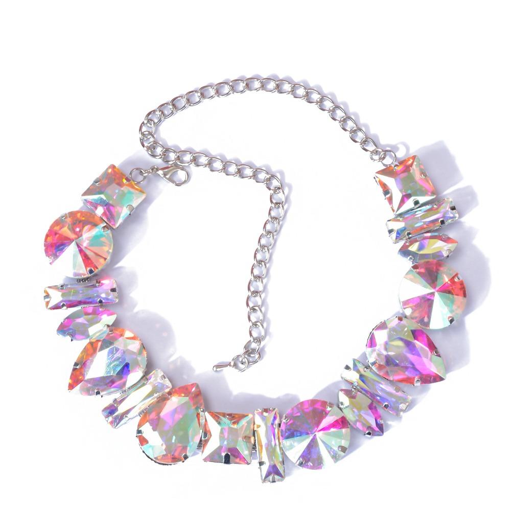 Vintage Adjustable Rhinestone Necklace Exaggerated Beads Crystal Necklace Light Luxury Neck Jewelry Women's Choker Party