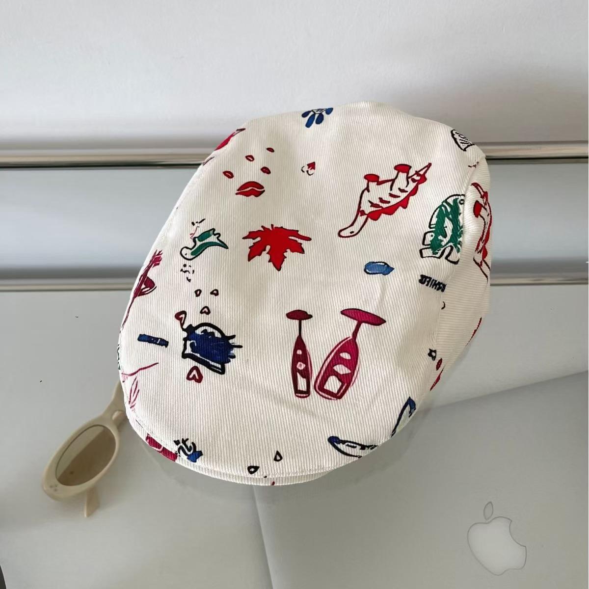 

Niche pink love forward hat children sweet versatile beret outdoor travel sun hat M（56-58cm） білий