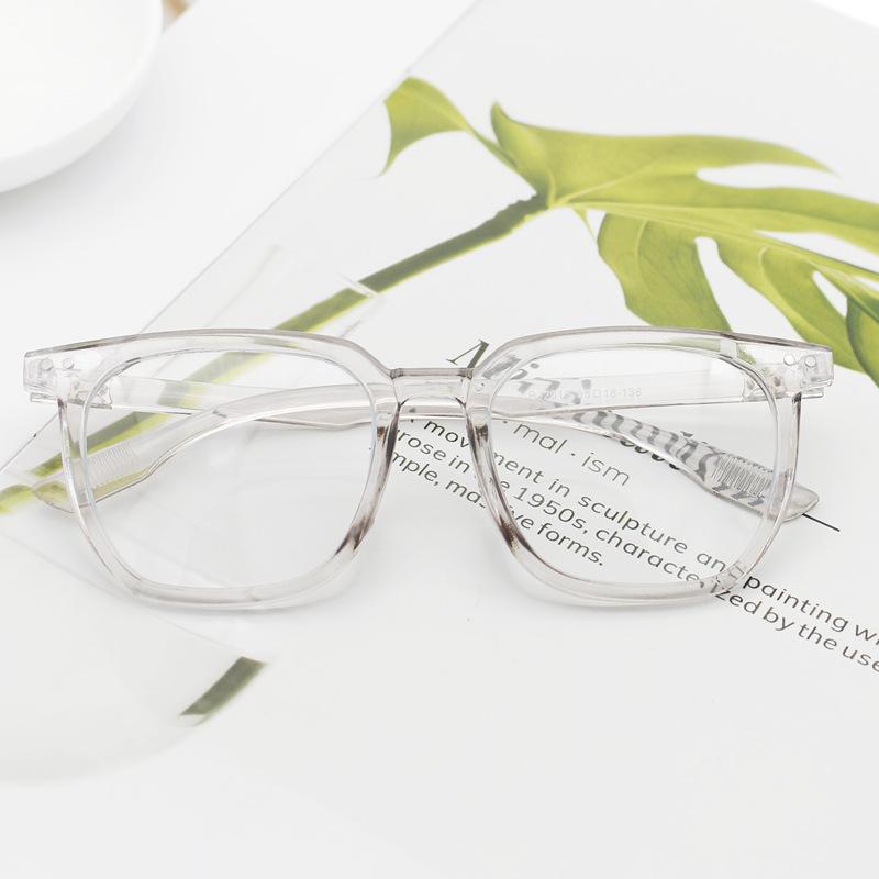 

Anti-Blue Light Transparent Black Frame Large Square Frame Plain Glasses