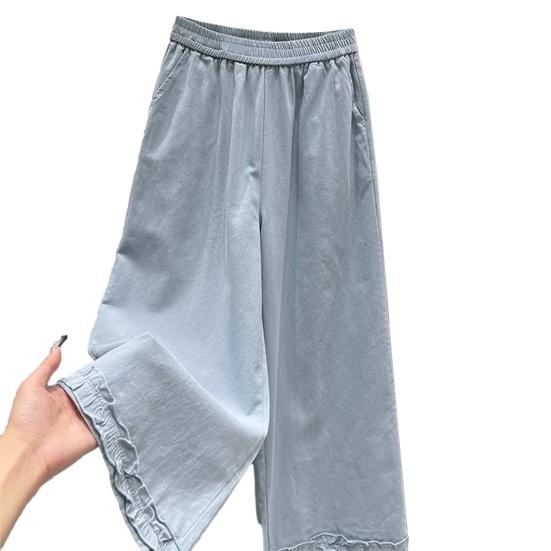 

Women Pants Elastic High Waist Wide Leg Casual Trousers with Pockets Pure Color Loose Fit Long Pants Daily Wear 3XL
