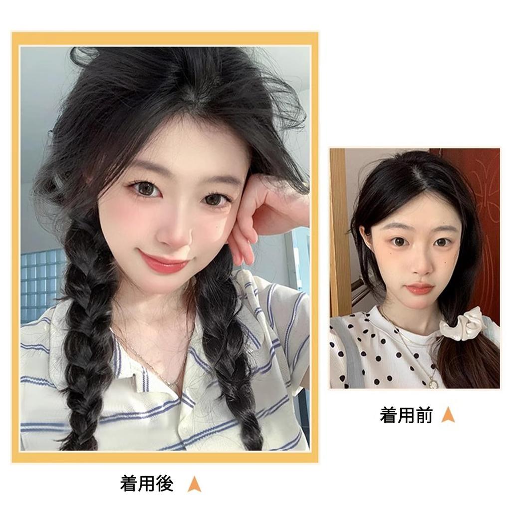 Natunofu Wig Hair Baby Hair Ponytail Ring Twin Braided Dance Hair Hair Hair Easy To Natural Look Extensions, Braided, Extensions, 2-Piece Set, Wig,