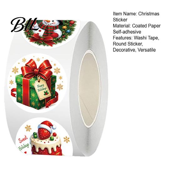 Santa Claus Pattern Stickers Christmas Round Stickers, Snowman And Gingerbread Patterns Print, Decorative Adhesive Decals Self Holiday Envelope Seals