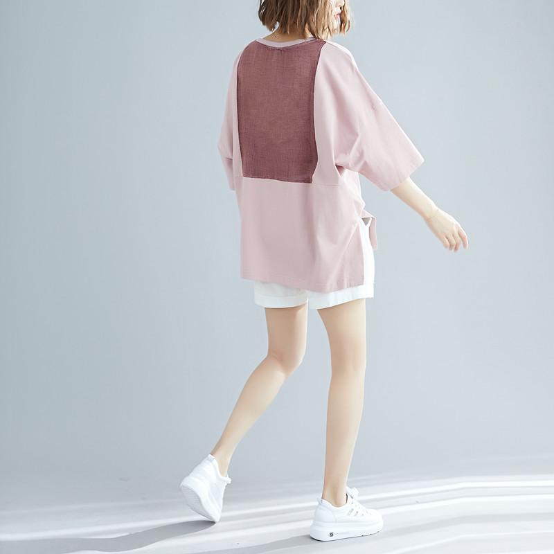 DIMANAF 2025 Summer Plus Size T-Shirt Women Short Sleeve O-Neck Short Loose Solid Tops Tees