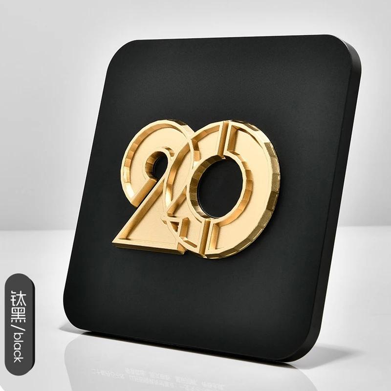 

Customized Digital Year Anniversary Metal Trophy, Company Annual Meeting Award, Anniversary Commemorations, Home Decoration, 1Pc 17X17X1cm